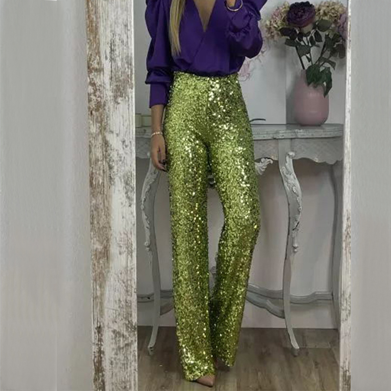 Summer Clothing Wraps - BKLD вечерние блестящие брюки, повседневные облегающие